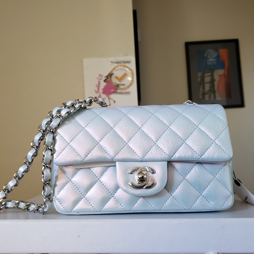 Chanel classic mini irridescent blue calfskin bag - Picture 13 of 16